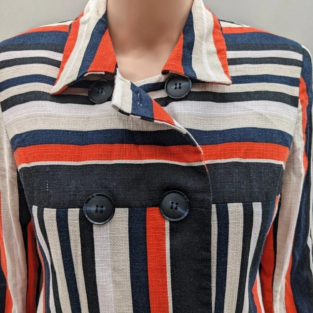Jones New York Double Breasted Striped Blazer Jacket 8 Career Nautical Tailored - Picture 7 of 14